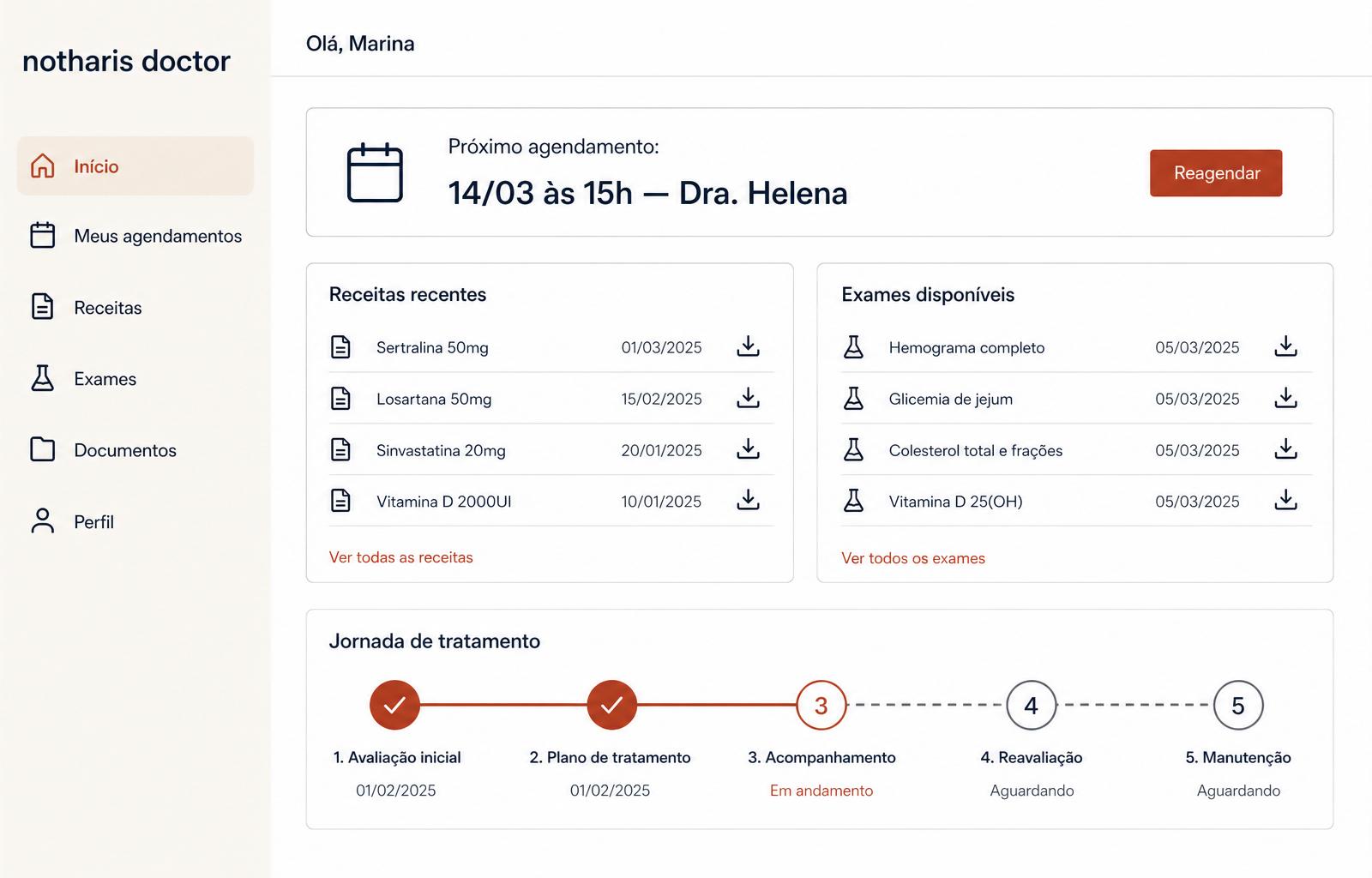 Mockup do módulo Portal do paciente do notharis doctor